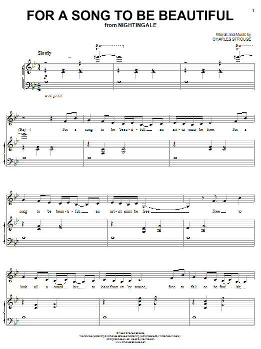 Charles Strouse For A Song To Be Beautiful sheet music notes and chords arranged for Piano, Vocal & Guitar Chords (Right-Hand Melody)