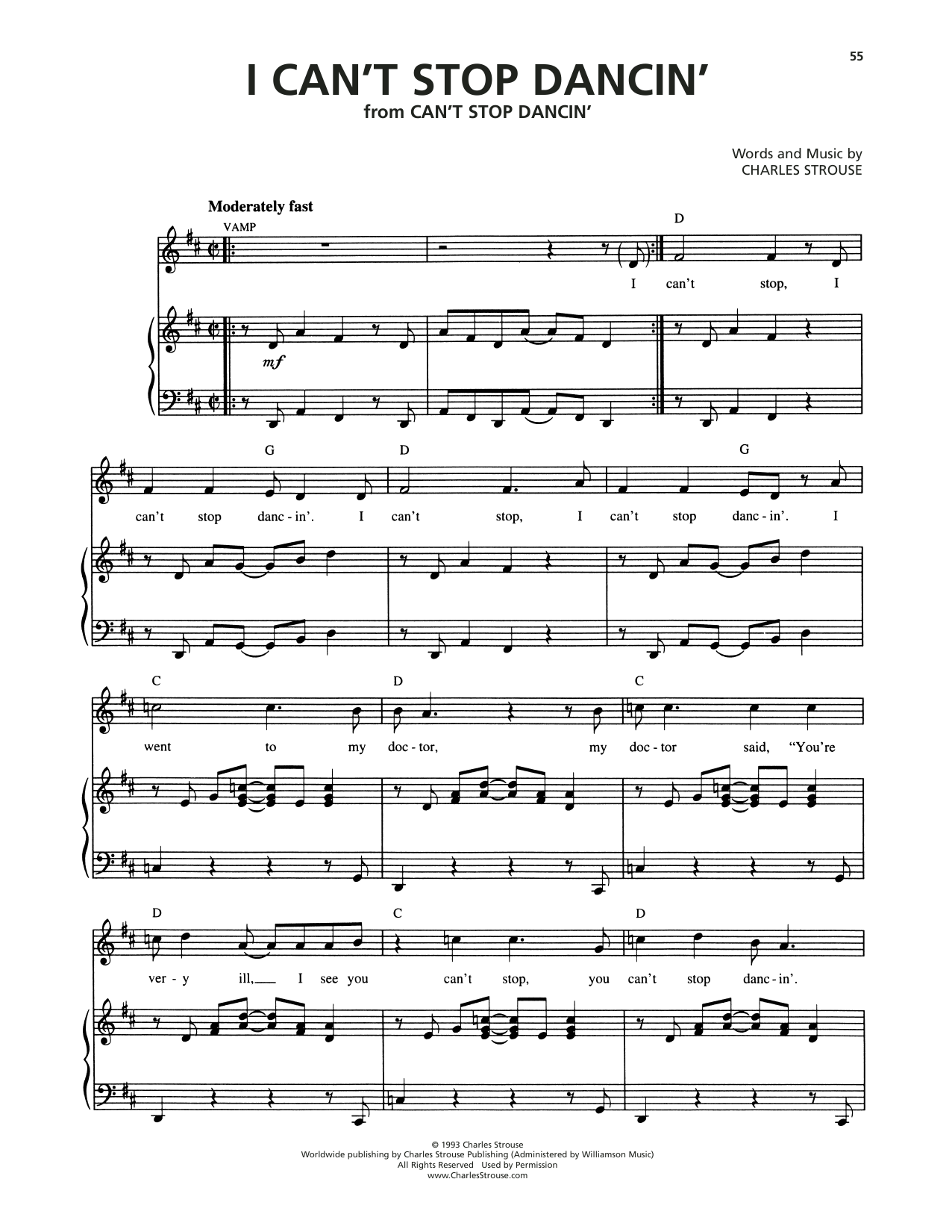 Charles Strouse I Can't Stop Dancin' sheet music notes and chords arranged for Piano & Vocal