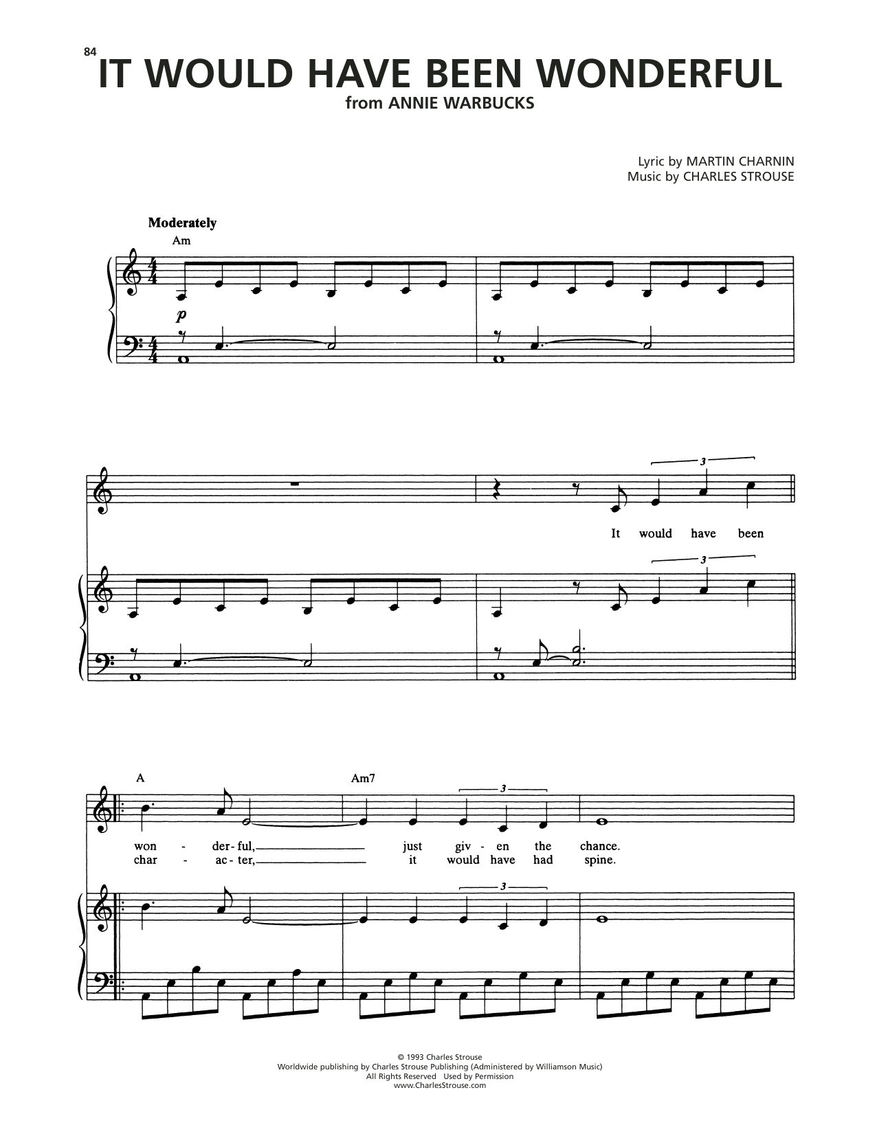 Charles Strouse It Would Have Been Wonderful (from Annie Warbucks) sheet music notes and chords arranged for Piano & Vocal