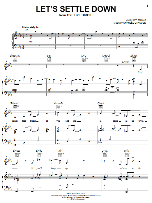 Charles Strouse Let's Settle Down sheet music notes and chords arranged for Piano, Vocal & Guitar Chords (Right-Hand Melody)