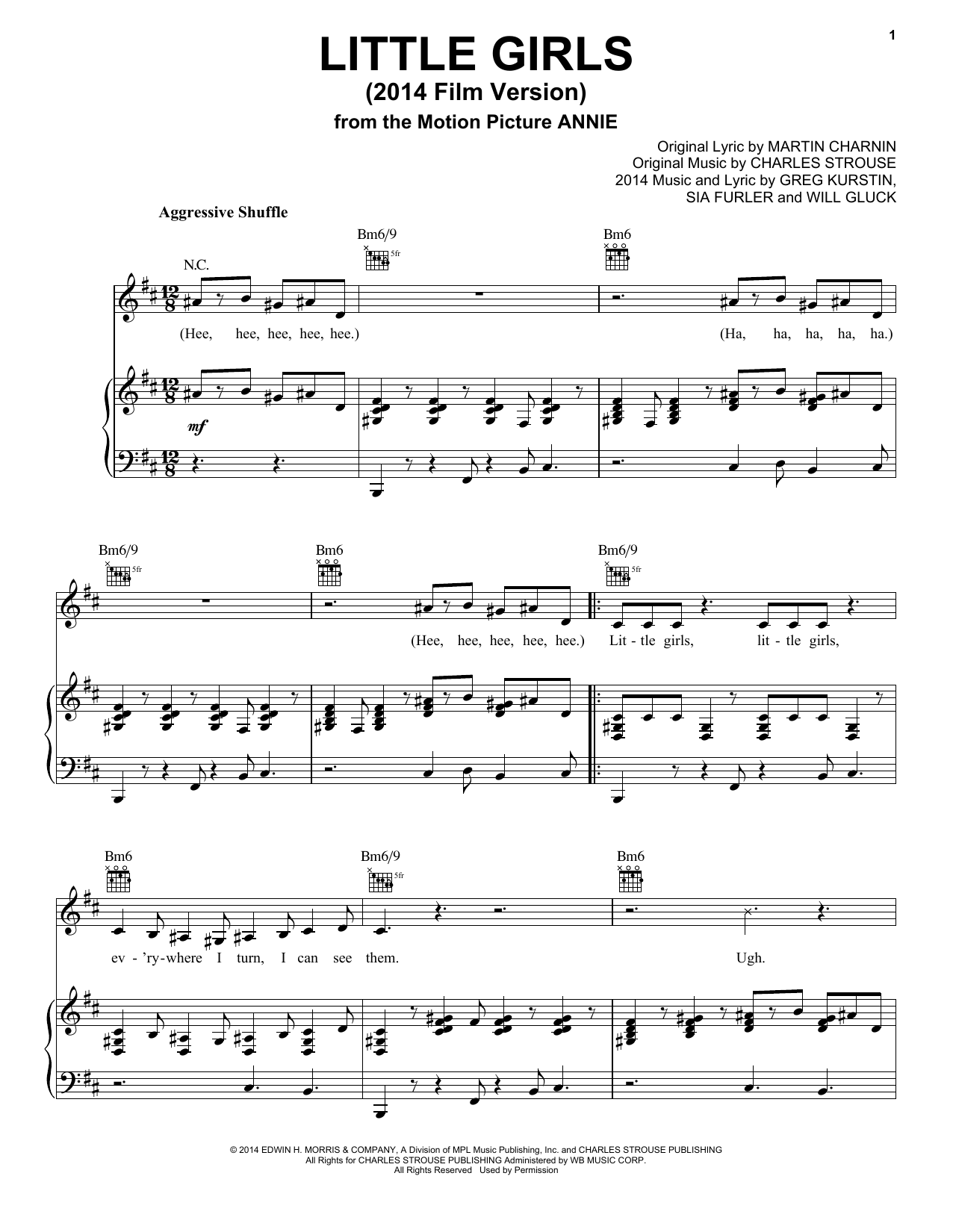 Charles Strouse Little Girls (2014 Film Version) sheet music notes and chords arranged for Piano, Vocal & Guitar Chords (Right-Hand Melody)