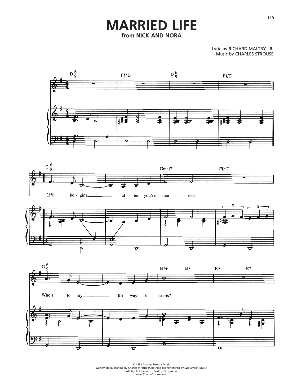 Charles Strouse Married Life (from Nick And Nora) sheet music notes and chords arranged for Piano & Vocal