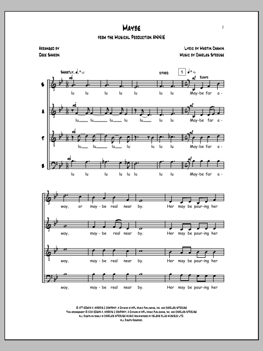 Charles Strouse Maybe (from Annie) (arr. Deke Sharon) sheet music notes and chords arranged for SATB Choir