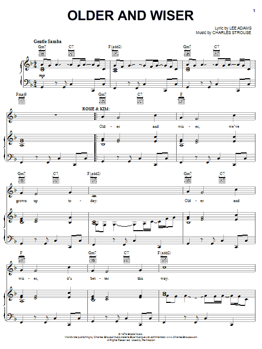 Charles Strouse Older And Wiser sheet music notes and chords arranged for Piano, Vocal & Guitar Chords (Right-Hand Melody)