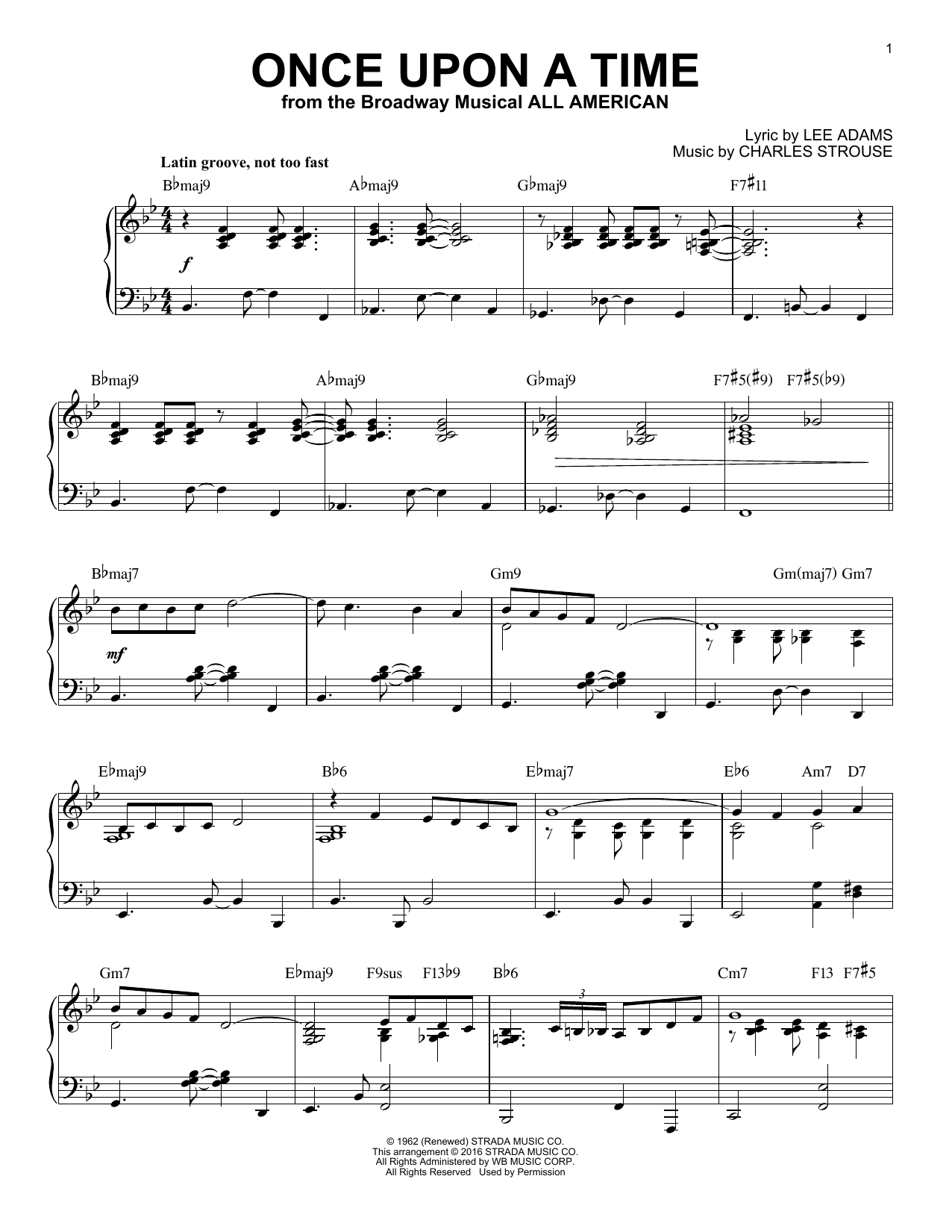 Charles Strouse Once Upon A Time [Jazz version] (arr. Brent Edstrom) sheet music notes and chords arranged for Piano Solo