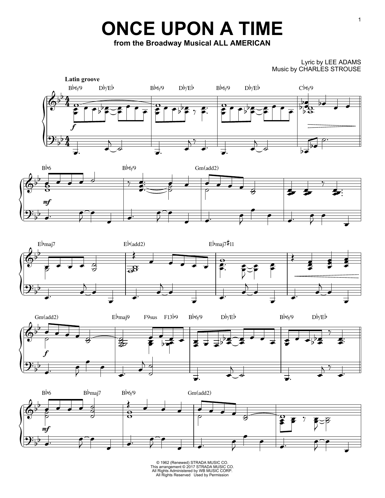 Charles Strouse Once Upon A Time [Jazz version] sheet music notes and chords arranged for Piano Solo