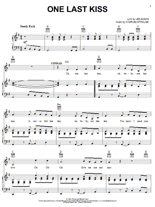 Charles Strouse One Last Kiss sheet music notes and chords arranged for Piano, Vocal & Guitar Chords (Right-Hand Melody)