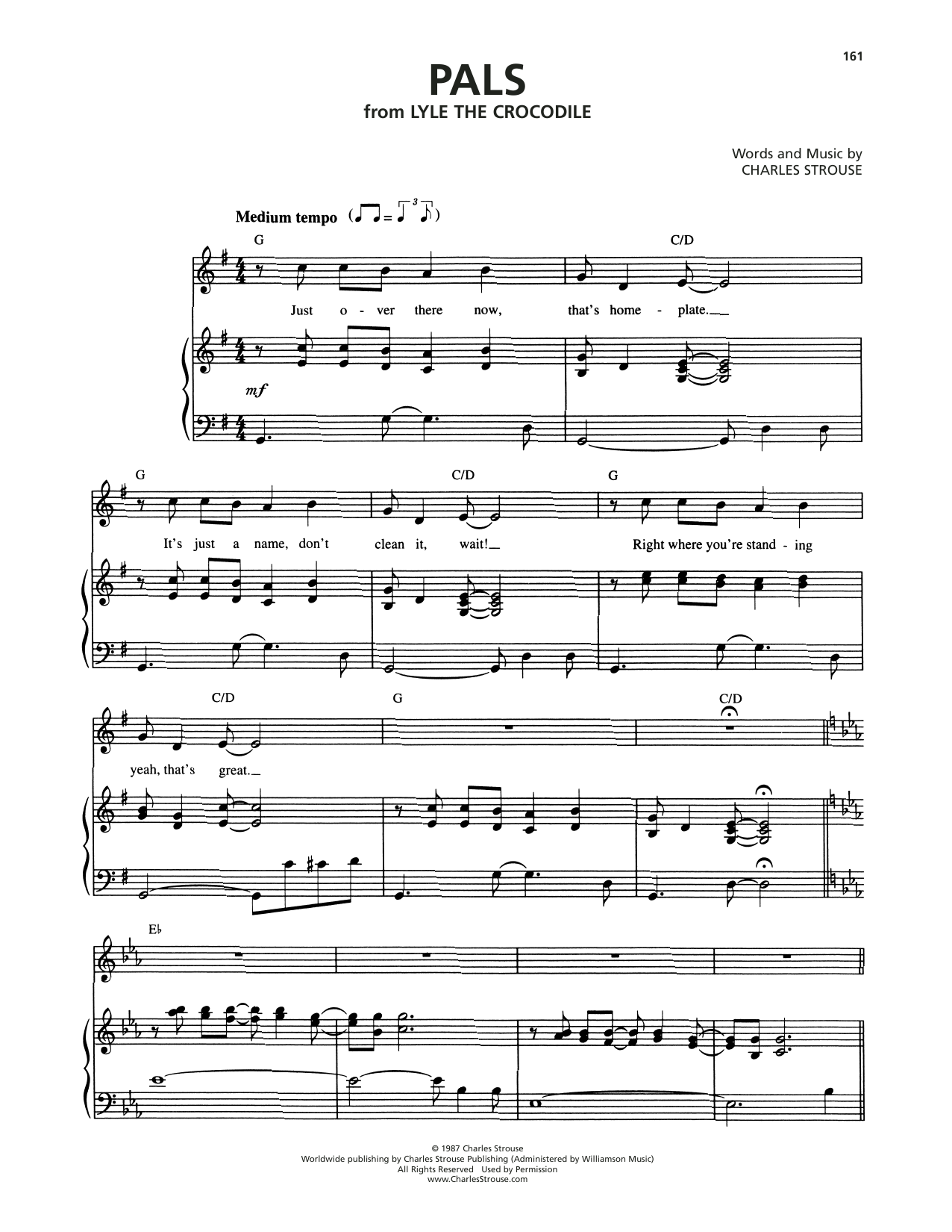 Charles Strouse Pals (from Lyle The Crocodile) sheet music notes and chords arranged for Piano & Vocal