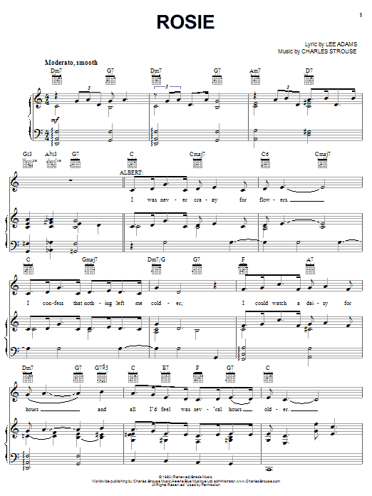 Charles Strouse Rosie sheet music notes and chords arranged for Piano, Vocal & Guitar Chords (Right-Hand Melody)