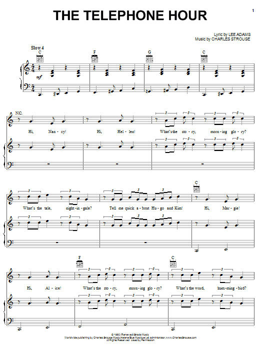 Charles Strouse The Telephone Hour sheet music notes and chords arranged for Lead Sheet / Fake Book