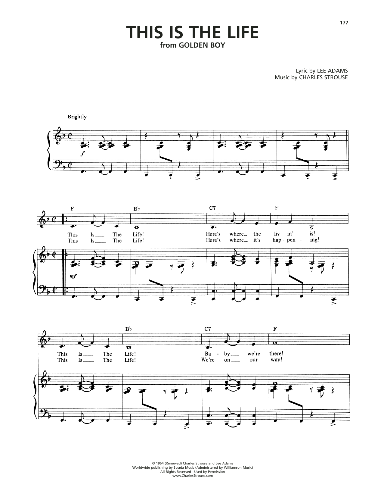 Charles Strouse This Is The Life (from Golden Boy) sheet music notes and chords arranged for Piano & Vocal