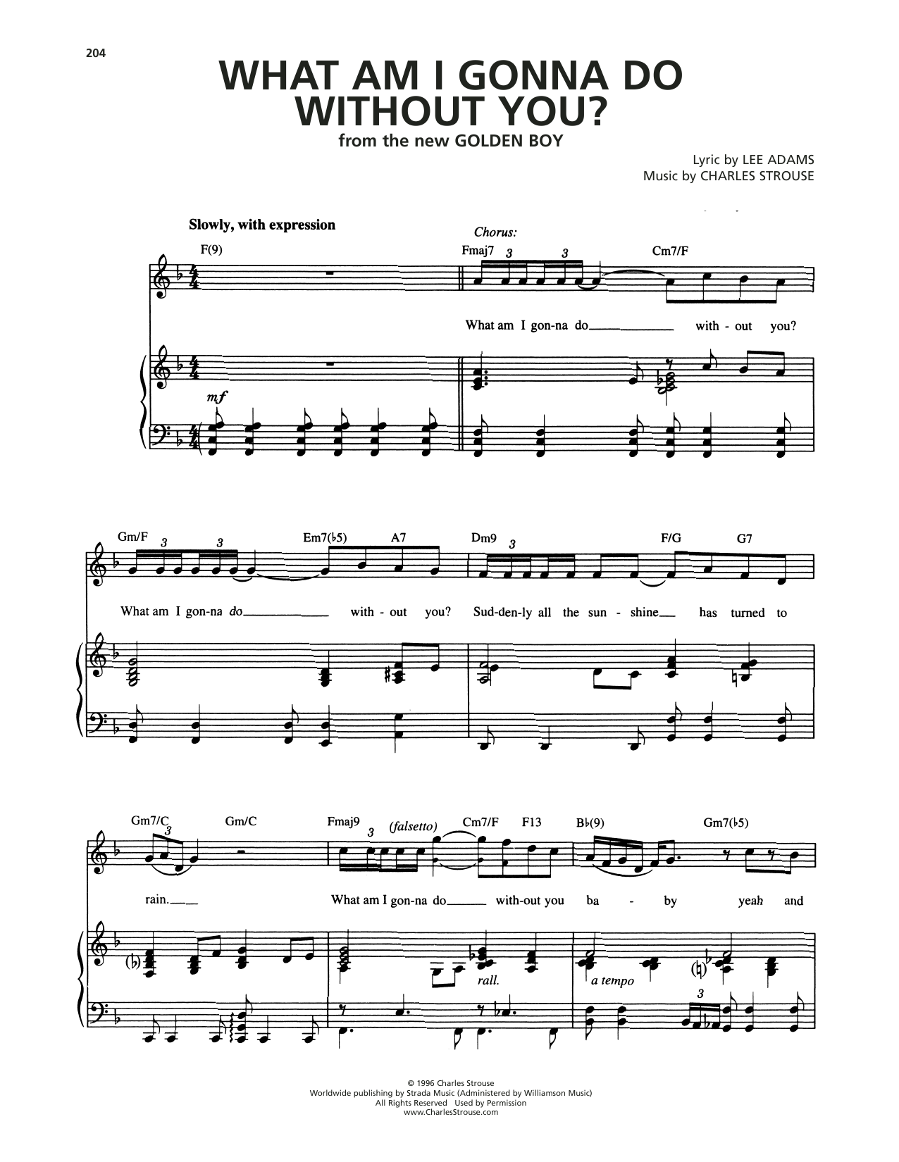 Charles Strouse What Am I Gonna Do Without You? (from Golden Boy) sheet music notes and chords arranged for Piano & Vocal