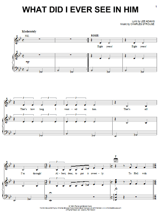 Charles Strouse What Did I Ever See In Him (from Bye Bye Birdie) sheet music notes and chords arranged for Piano, Vocal & Guitar Chords (Right-Hand Melody)