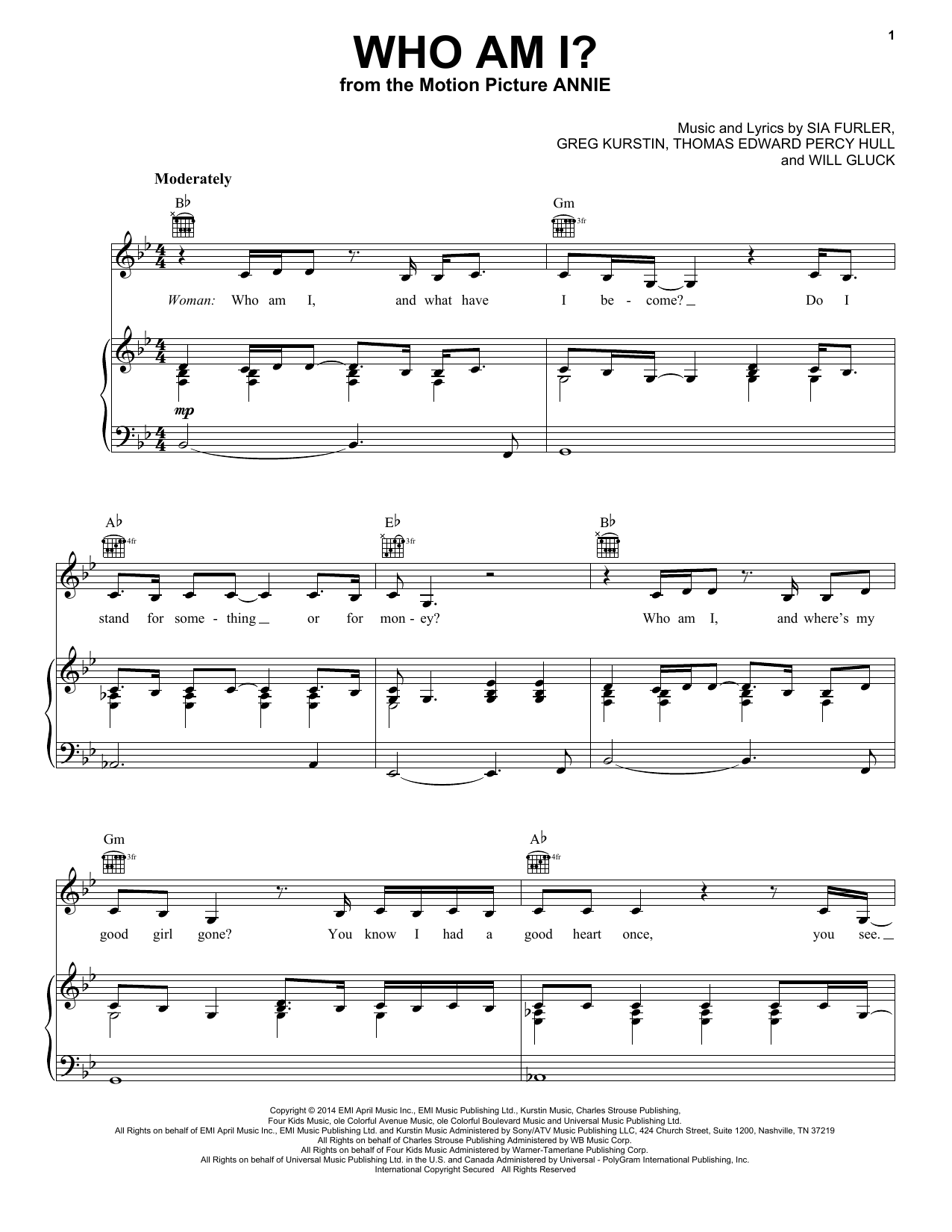 Charles Strouse Who Am I? sheet music notes and chords arranged for Piano, Vocal & Guitar Chords (Right-Hand Melody)