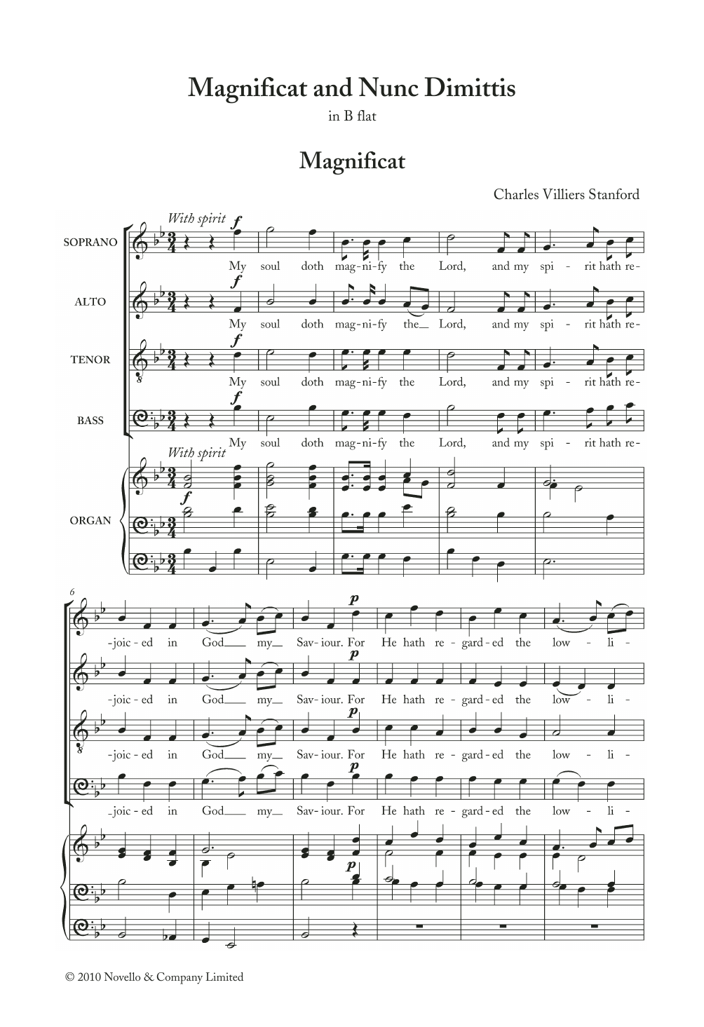 Charles Villiers Stanford Magnificat And Nunc Dimittis In B Flat sheet music notes and chords arranged for Choir