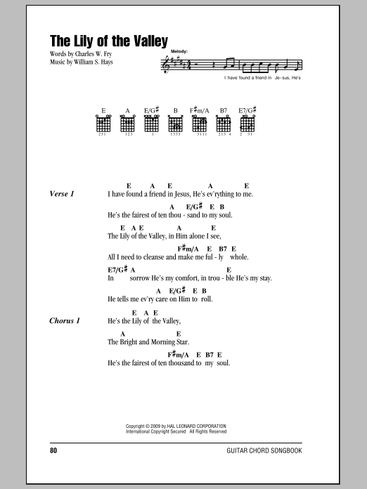 Charles W. Fry The Lily Of The Valley sheet music notes and chords arranged for Guitar Chords/Lyrics