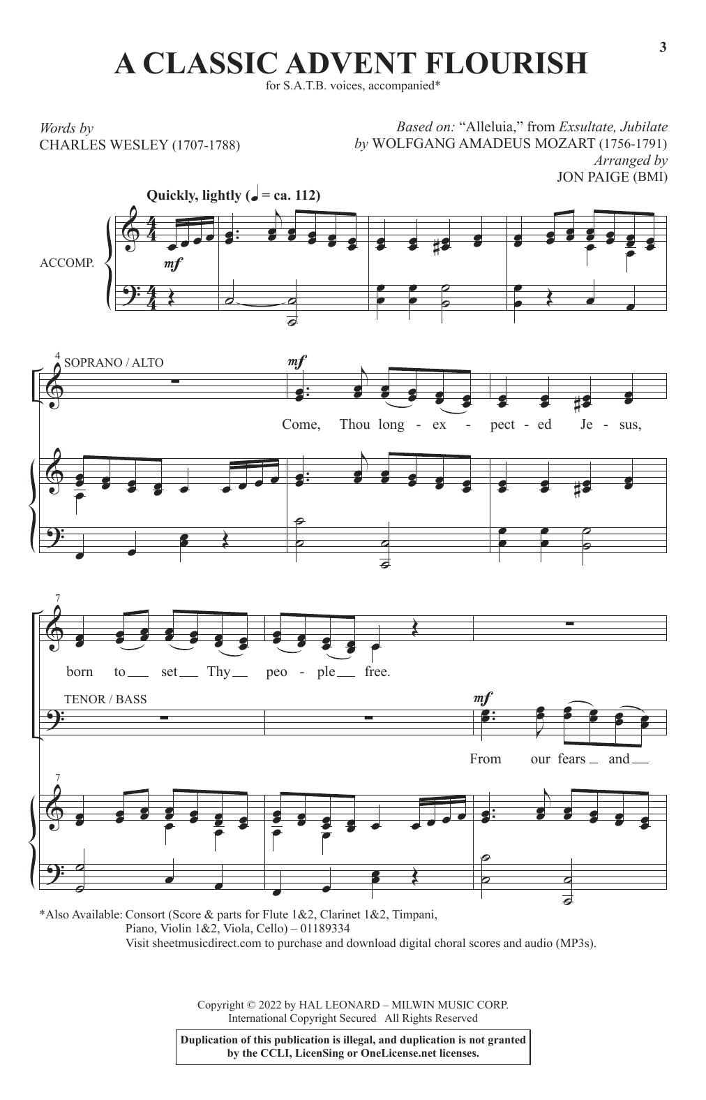 Charles Wesley A Classic Advent Flourish (arr. Jon Paige) sheet music notes and chords arranged for SATB Choir