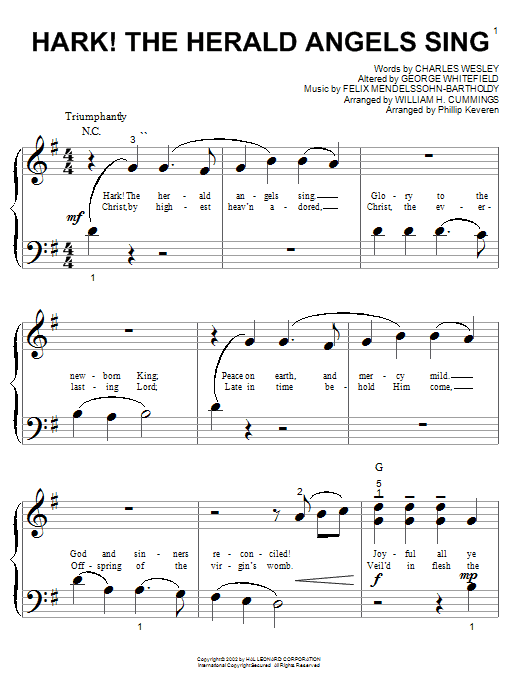 Charles Wesley Hark! The Herald Angels Sing (arr. Phillip Keveren) sheet music notes and chords arranged for Piano Duet