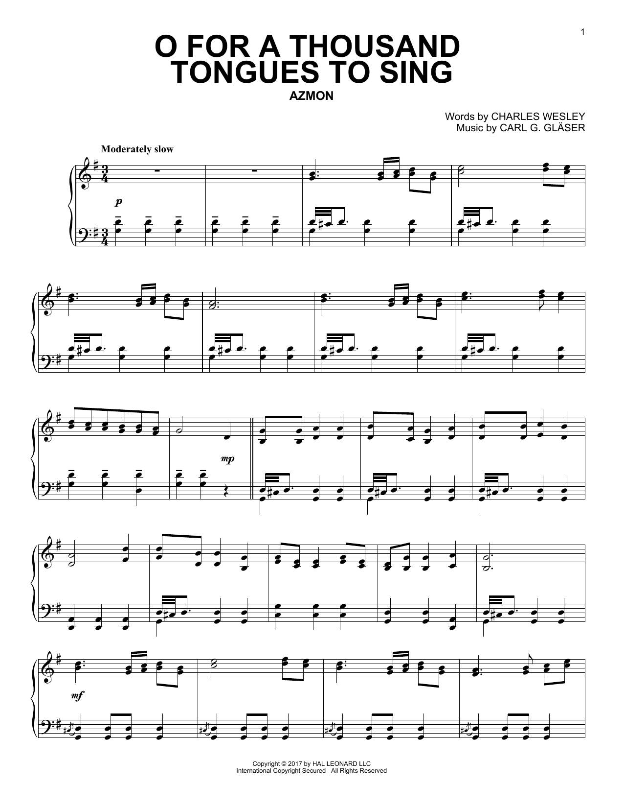 Charles Wesley O For A Thousand Tongues To Sing sheet music notes and chords arranged for ChordBuddy