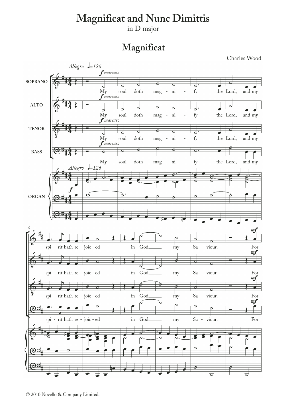 Charles Wood Magnificat And Nunc Dimittis In D sheet music notes and chords arranged for SATB Choir