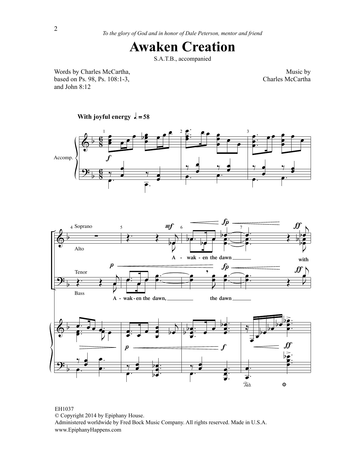Charles McCartha Awaken Creation sheet music notes and chords arranged for SATB Choir