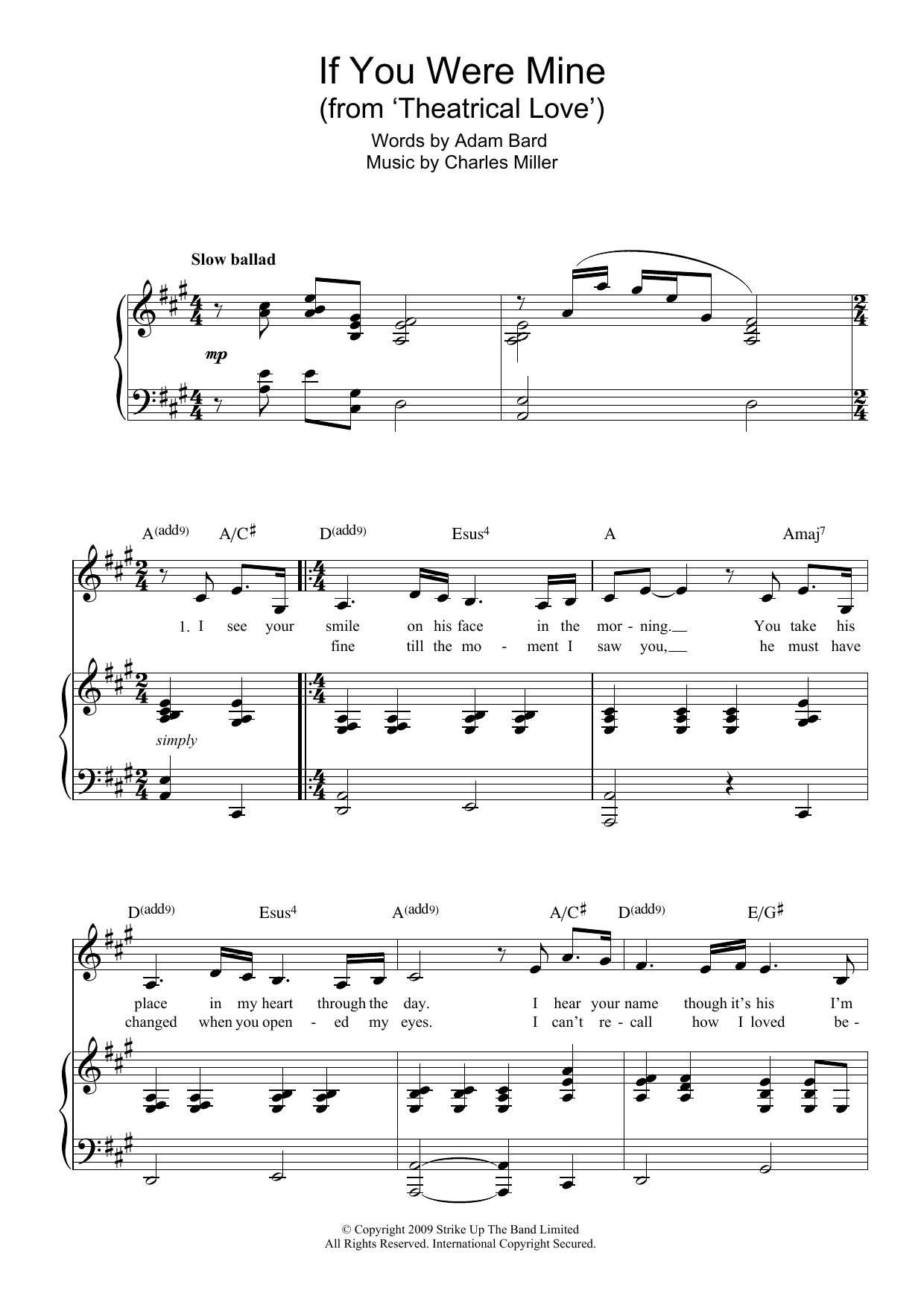 Charles Miller If You Were Mine (from Theatrical Love) sheet music notes and chords arranged for Piano & Vocal