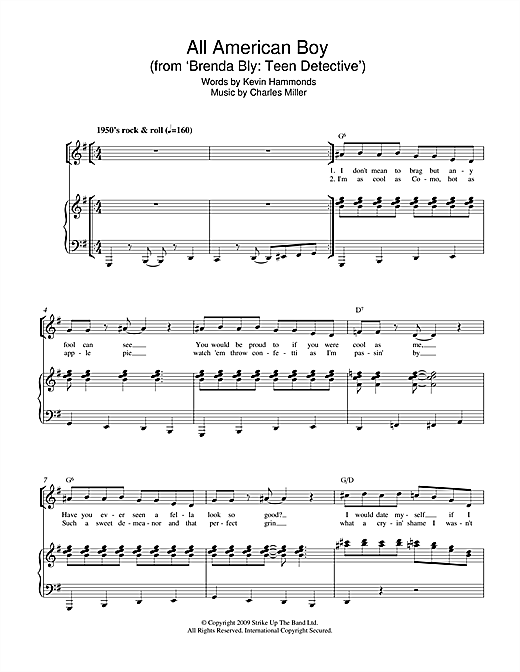 Charles Miller & Kevin Hammonds All American Boy (from Brenda Bly: Teen Detective) sheet music notes and chords arranged for Piano & Vocal