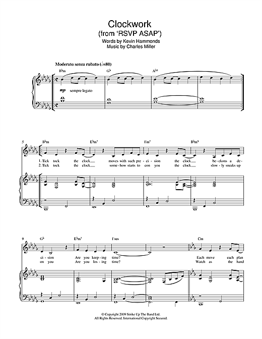 Charles Miller & Kevin Hammonds Clockwork (from RSVP ASAP) sheet music notes and chords arranged for Piano & Vocal