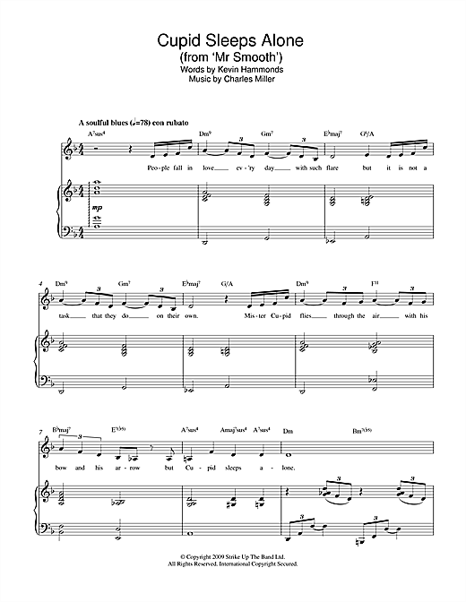 Charles Miller & Kevin Hammonds Cupid Sleeps Alone (from Mr Smooth) sheet music notes and chords arranged for Piano & Vocal