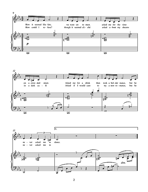 Charles Miller & Kevin Hammonds He Never Asked Me To Dance (from Cabin Fever) sheet music notes and chords arranged for Piano & Vocal