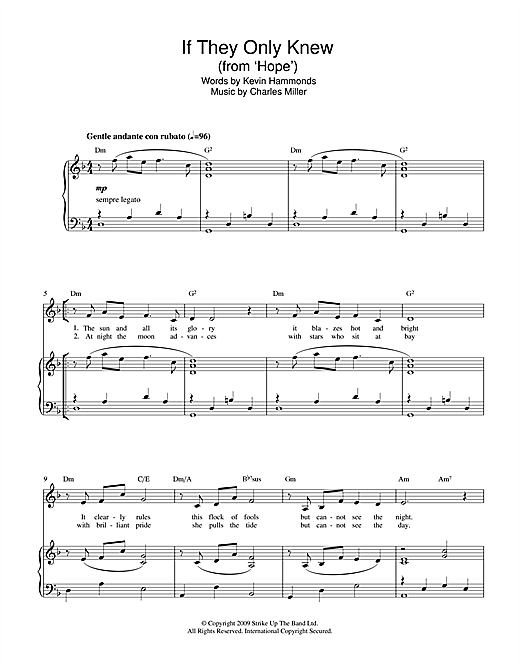 Charles Miller & Kevin Hammonds If They Only Knew (from Hope) sheet music notes and chords arranged for Piano & Vocal