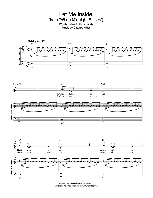 Charles Miller & Kevin Hammonds Let Me Inside (from When Midnight Strikes) sheet music notes and chords arranged for Piano & Vocal