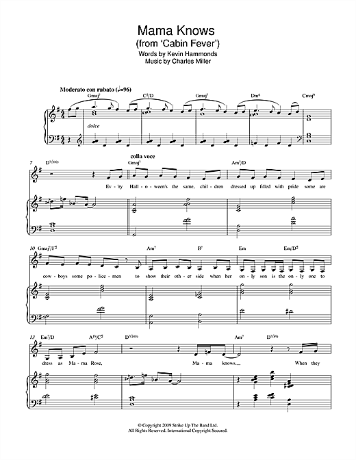 Charles Miller & Kevin Hammonds Mama Knows (from Cabin Fever) sheet music notes and chords arranged for Piano & Vocal