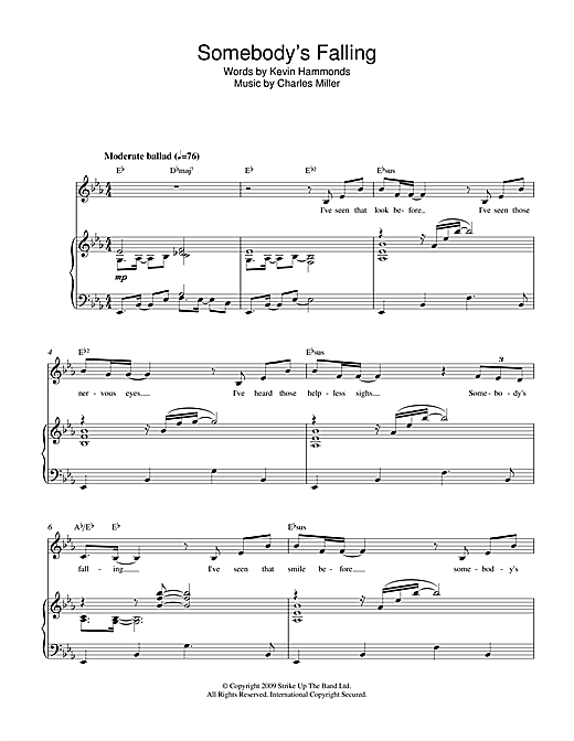 Charles Miller & Kevin Hammonds Somebody's Falling (from When Midnight Strikes) sheet music notes and chords arranged for Piano & Vocal