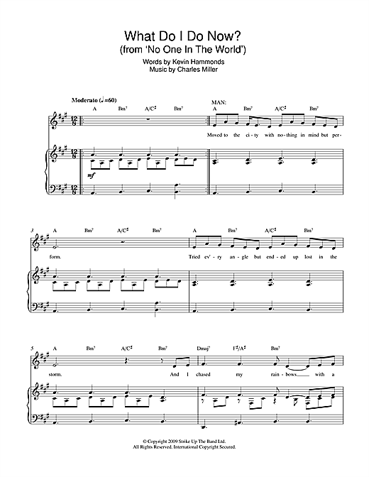 Charles Miller & Kevin Hammonds What Do I Do Now? (from No One In The World) sheet music notes and chords arranged for Piano & Vocal