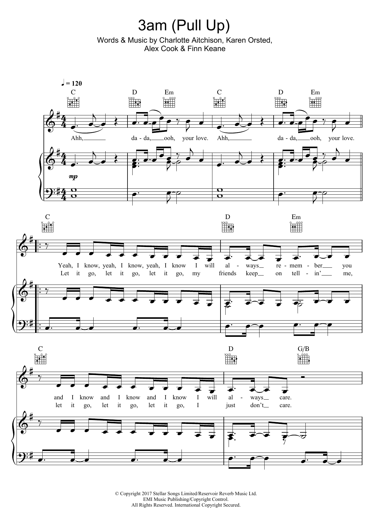 Charli XCX 3am (Pull Up) (featuring MO) sheet music notes and chords arranged for Piano, Vocal & Guitar Chords