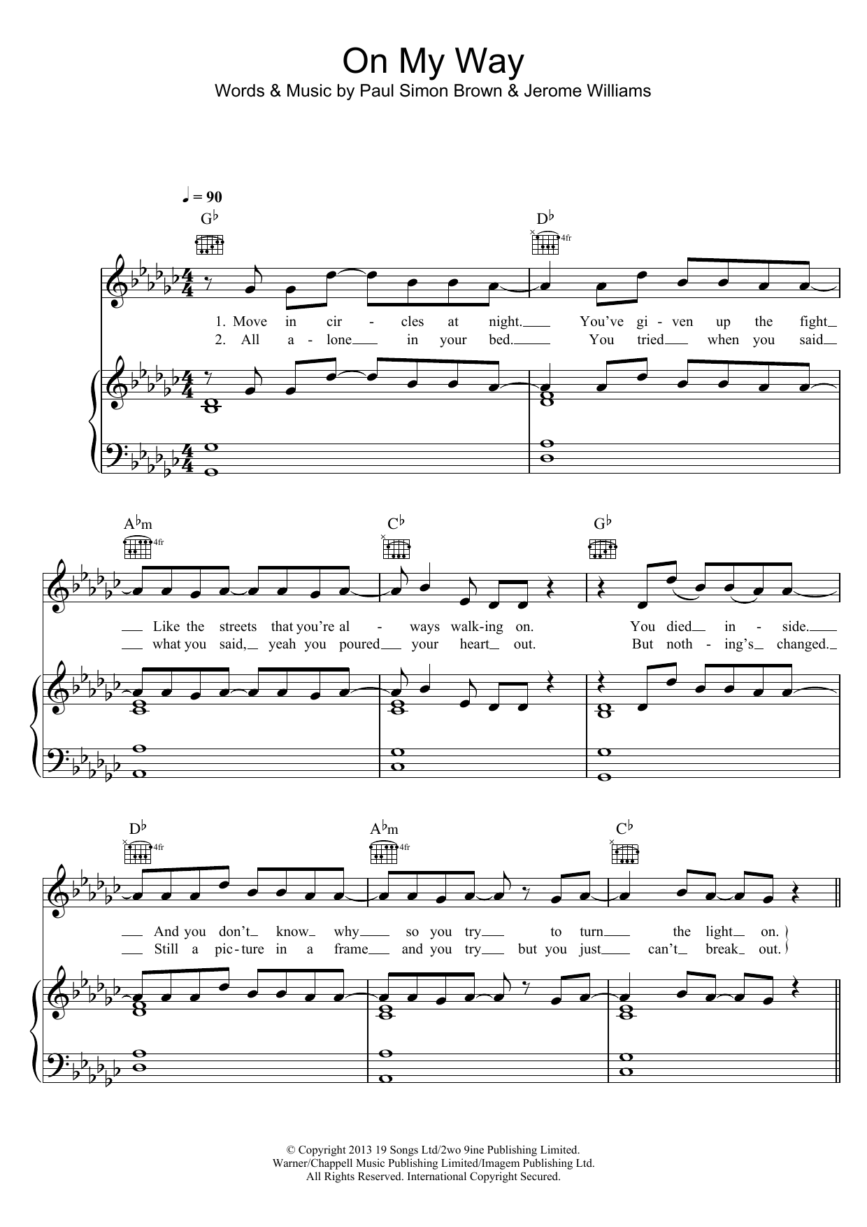 Charlie Brown On My Way sheet music notes and chords arranged for Piano, Vocal & Guitar Chords