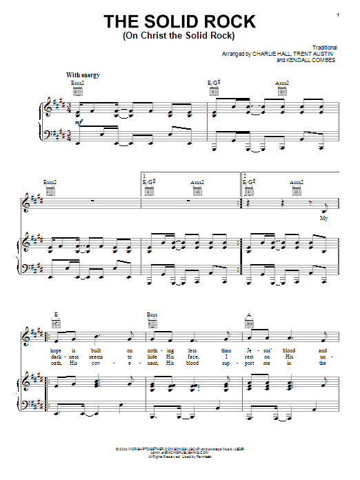 Charlie Hall The Solid Rock (On Christ The Solid Rock) sheet music notes and chords arranged for Piano, Vocal & Guitar Chords (Right-Hand Melody)
