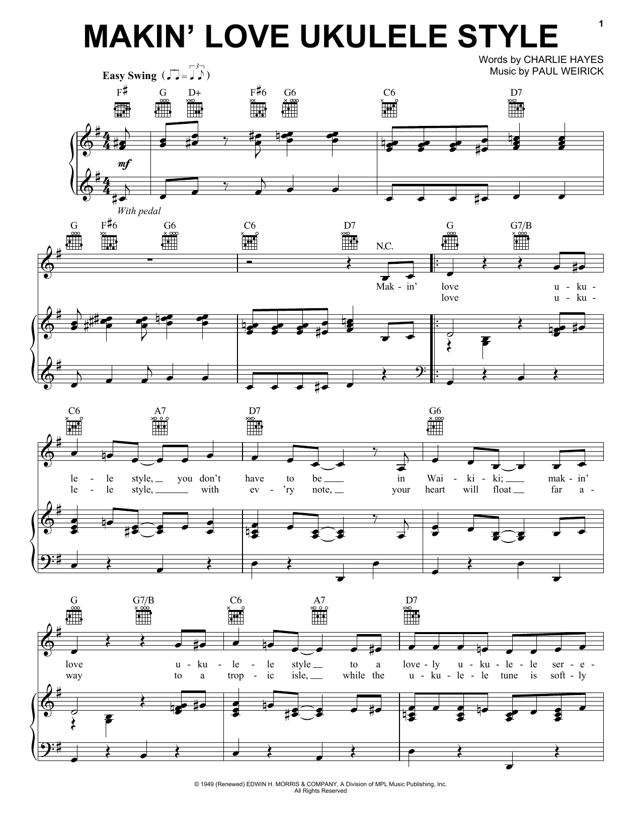 Charlie Hayes Makin' Love Ukulele Style sheet music notes and chords arranged for Piano, Vocal & Guitar Chords (Right-Hand Melody)