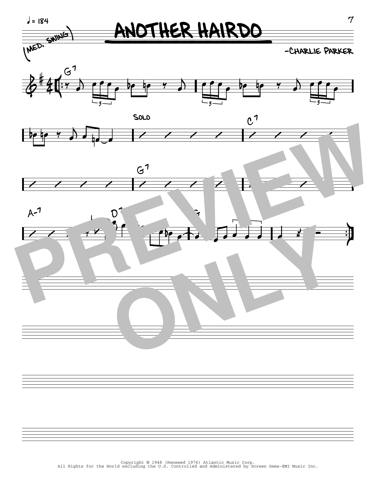 Charlie Parker Another Hairdo sheet music notes and chords arranged for Real Book – Melody & Chords