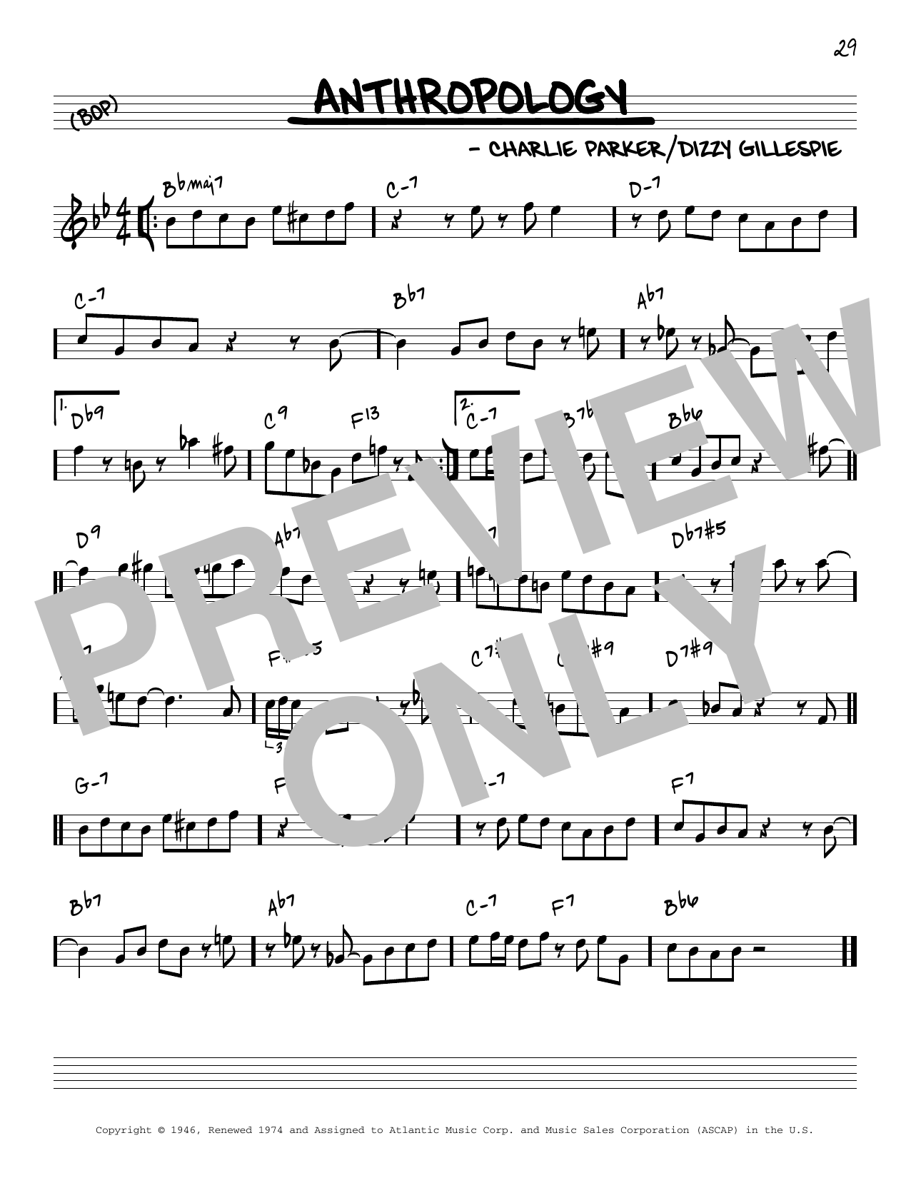 Charlie Parker Anthropology [Reharmonized version] (arr. Jack Grassel) sheet music notes and chords arranged for Real Book – Melody & Chords