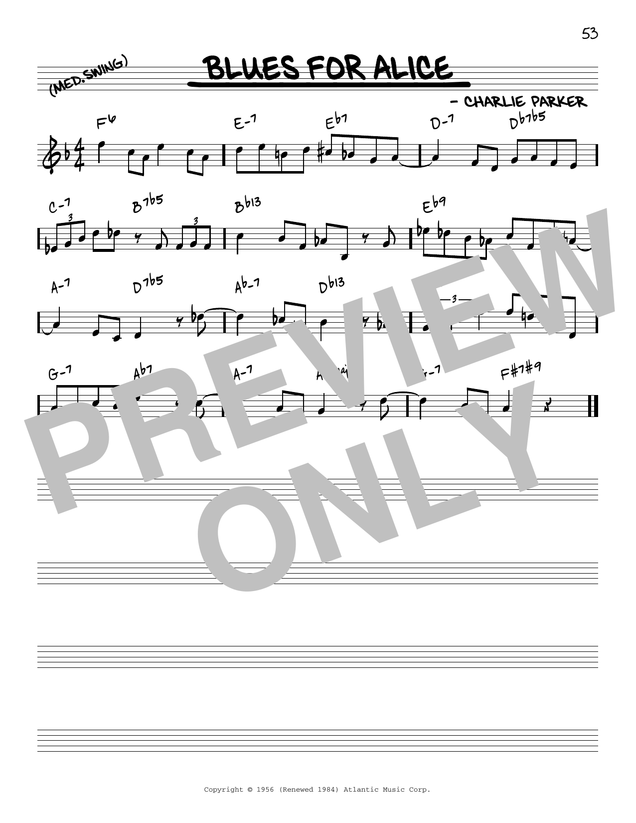 Charlie Parker Blues For Alice [Reharmonized version] (arr. Jack Grassel) sheet music notes and chords arranged for Real Book – Melody & Chords