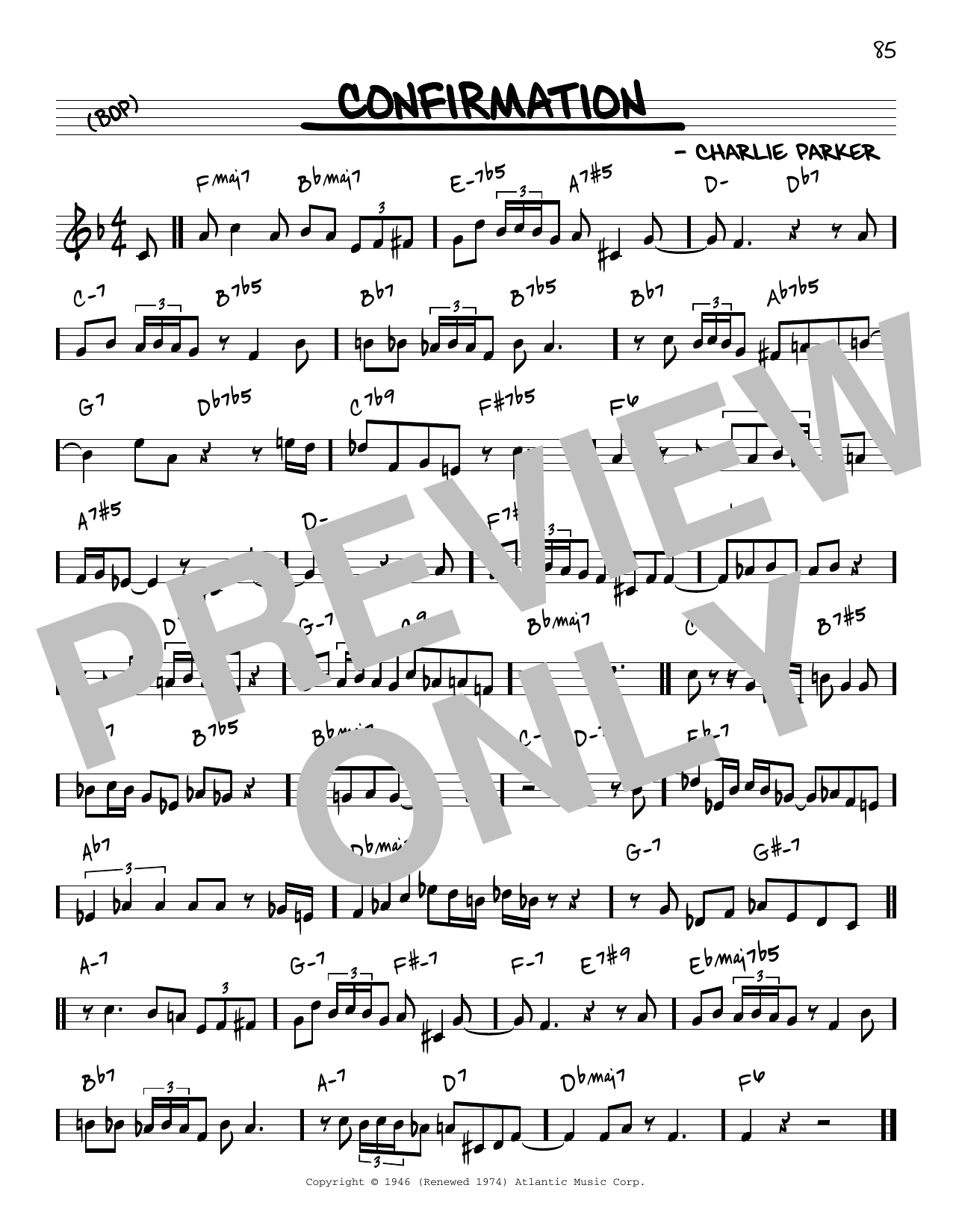 Charlie Parker Confirmation [Reharmonized version] (arr. Jack Grassel) sheet music notes and chords arranged for Real Book – Melody & Chords