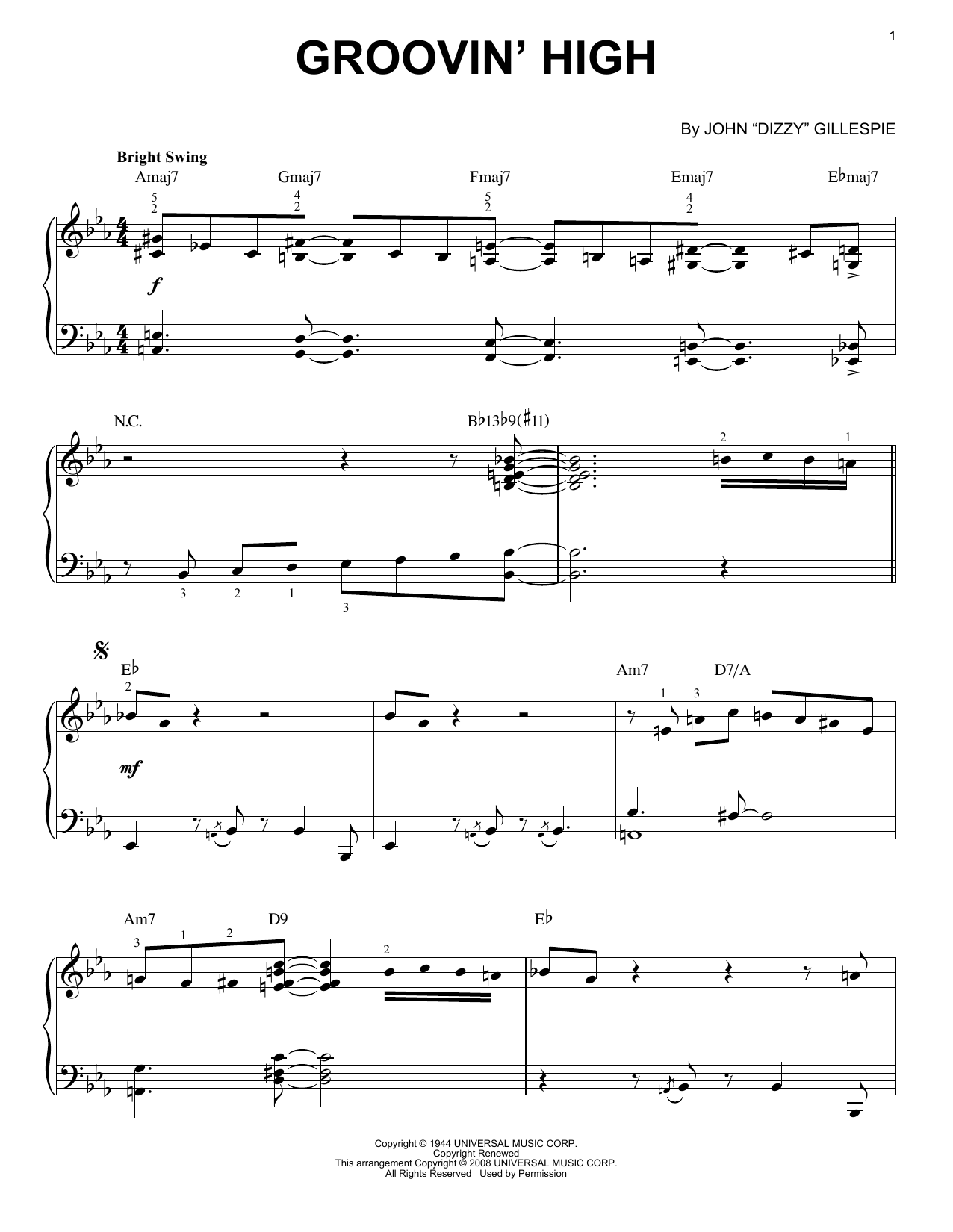 Charlie Parker Groovin' High sheet music notes and chords arranged for Solo Guitar