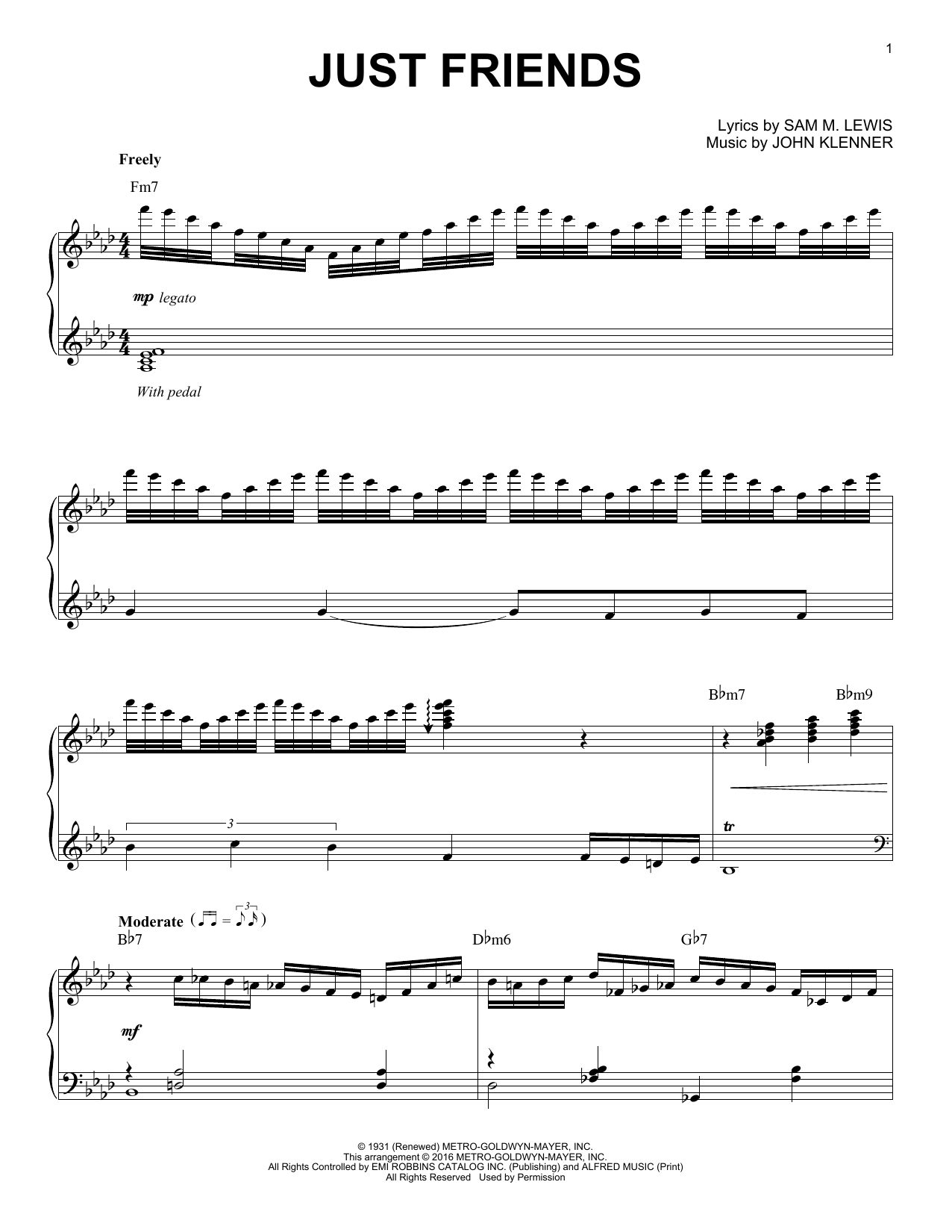 Charlie Parker Just Friends (arr. Brent Edstrom) sheet music notes and chords arranged for Piano Solo