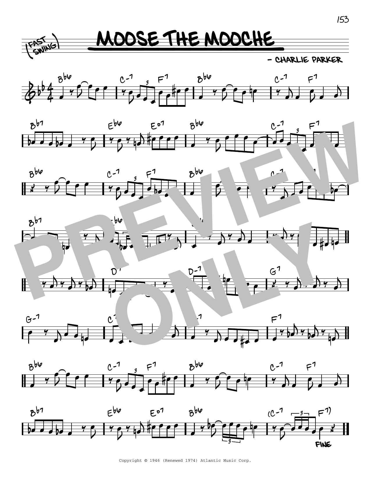 Charlie Parker Moose The Mooche sheet music notes and chords arranged for Piano Transcription