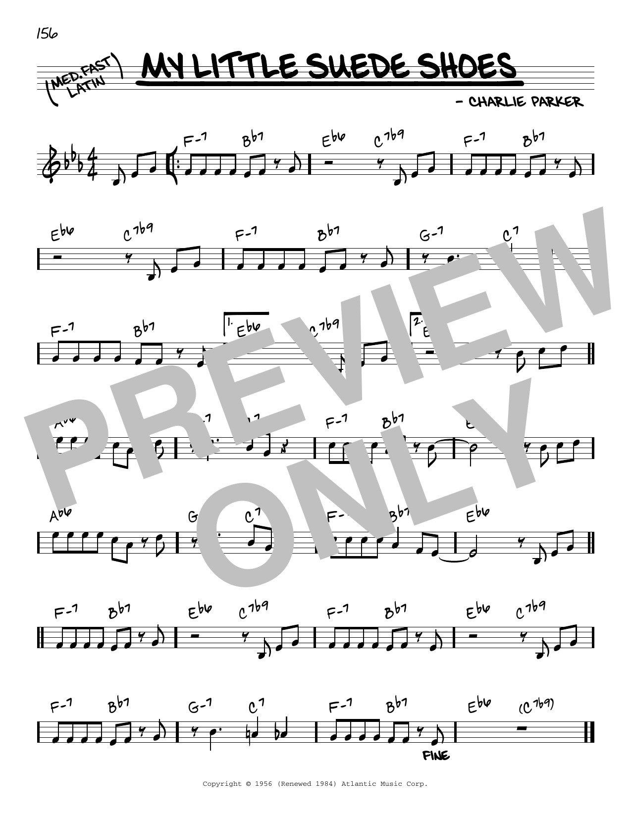 Charlie Parker My Little Suede Shoes sheet music notes and chords arranged for Real Book – Melody & Chords – Eb Instruments