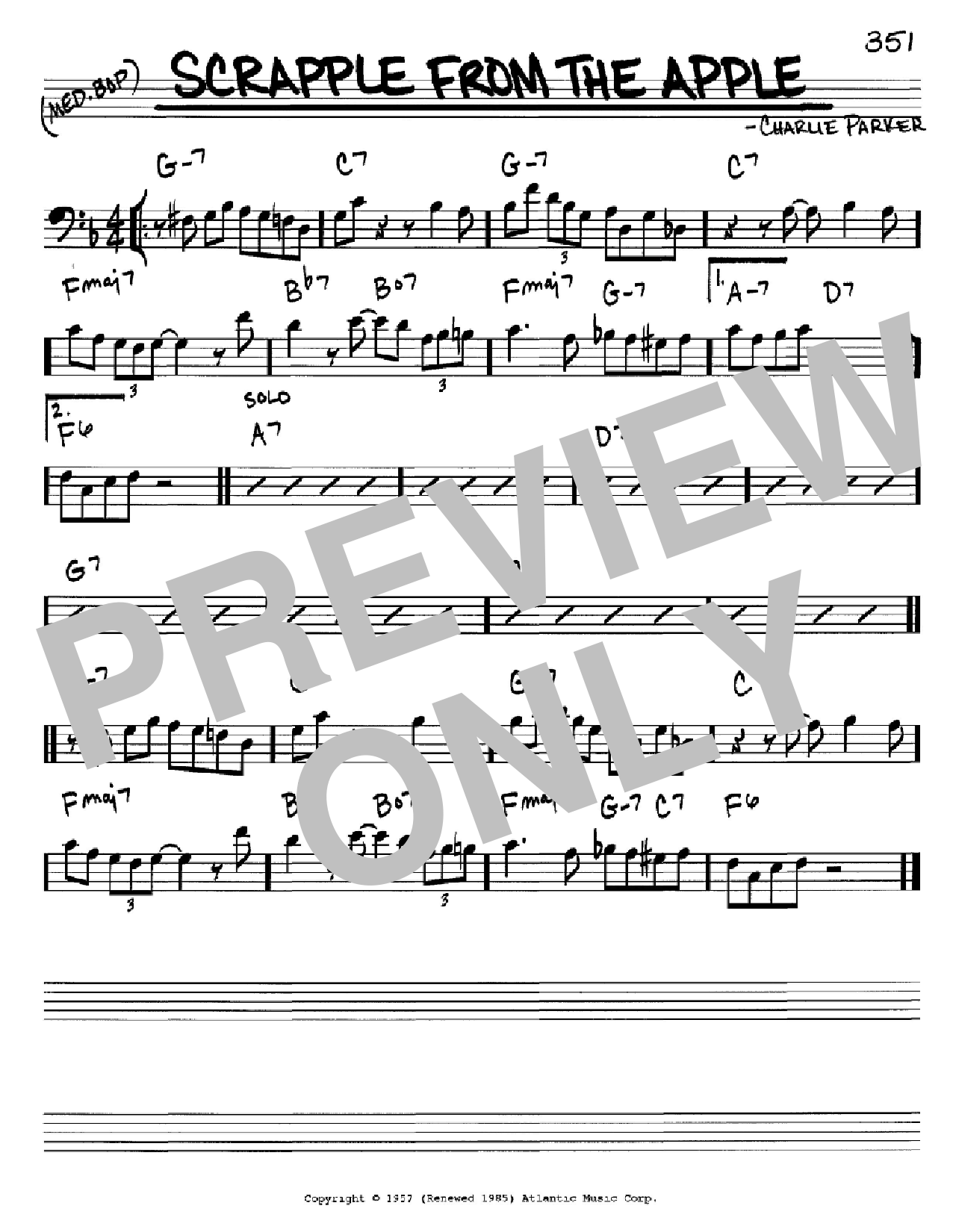 Charlie Parker Scrapple From The Apple sheet music notes and chords arranged for Real Book – Melody & Chords – C Instruments