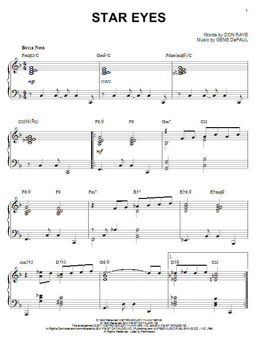 Charlie Parker Star Eyes (arr. Brent Edstrom) sheet music notes and chords arranged for Piano Solo