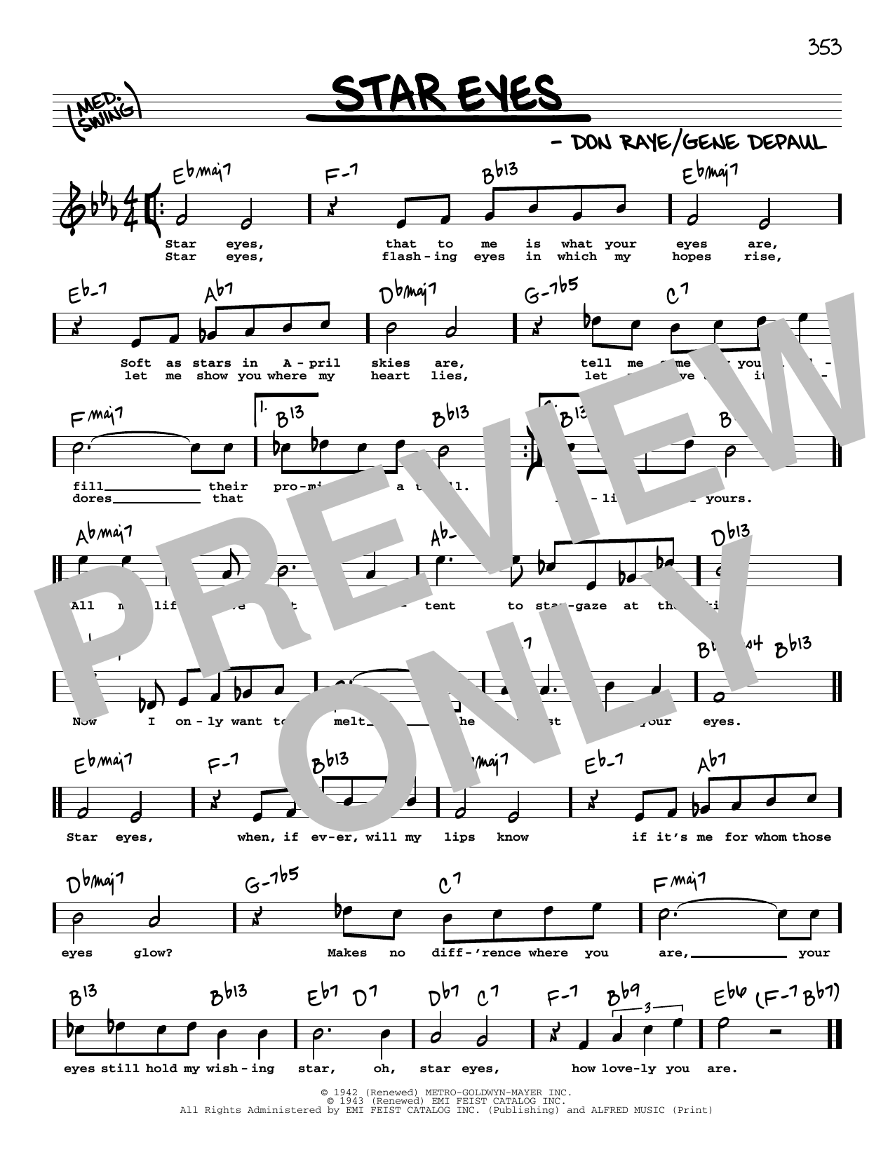 Charlie Parker Star Eyes (High Voice) sheet music notes and chords arranged for Real Book – Melody, Lyrics & Chords